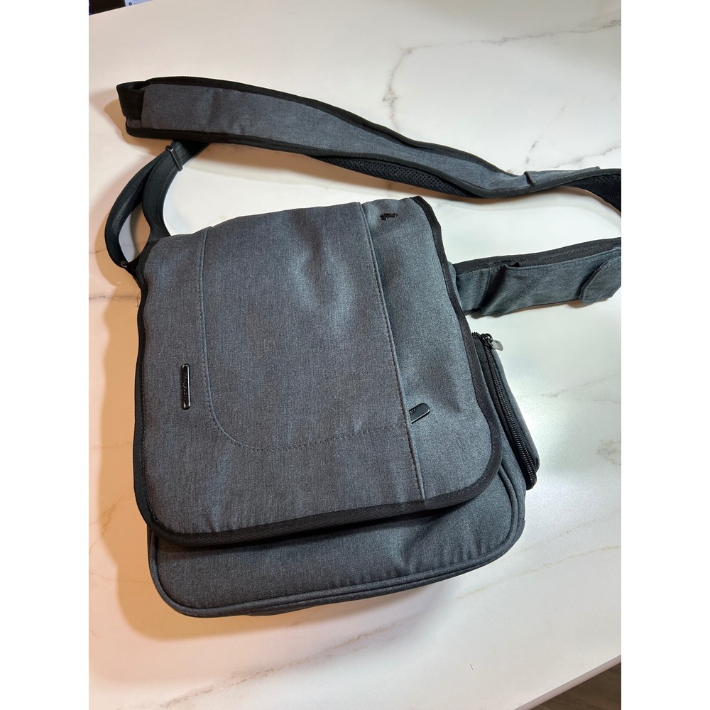 Travelon Anti-Theft Messenger Bag Heather Gray RFID ShieldedCrossbody Travel Bag - Picture 1 of 9